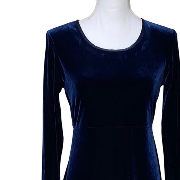 Velvet Long Sleeve Dress Royal Blue Maxi Sz 4 Practical Magic Whimsigoth Y2K 90s - Picture 9 of 9